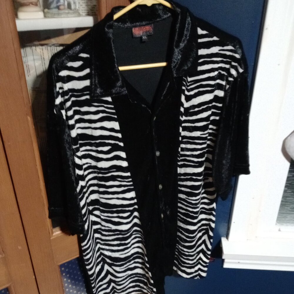 Velour Zebra Print Panel Lounge Shirt